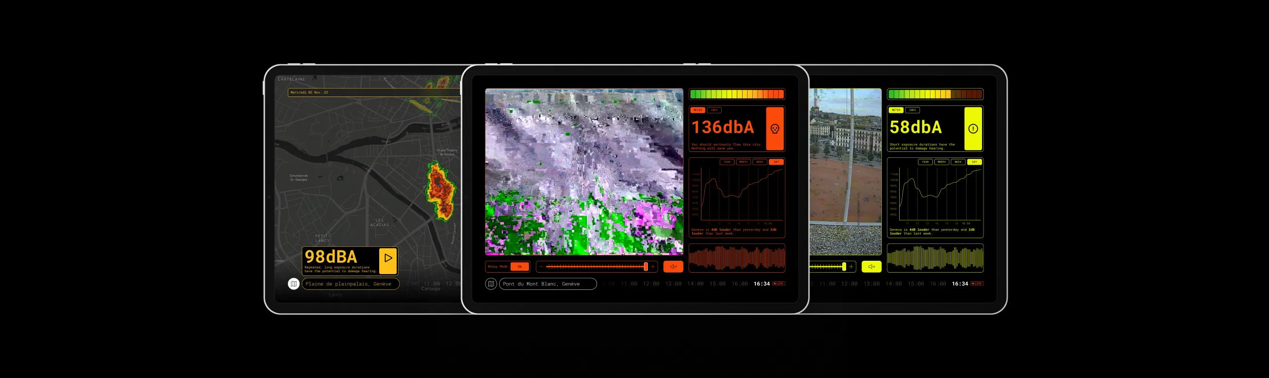 Thumbnail showing three iPads with the City Meter app running with different screens for each.